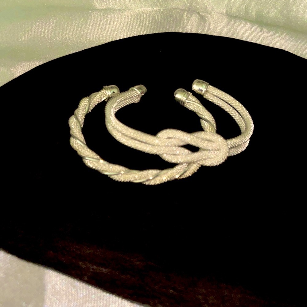 Set of 2 : Mesh Silver Open Cuff Bracelets